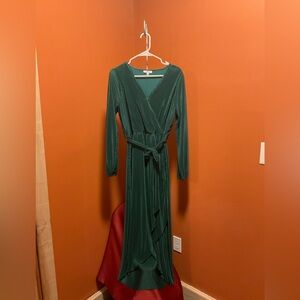 Polagram Green Ribbed Long Sleeve Dress